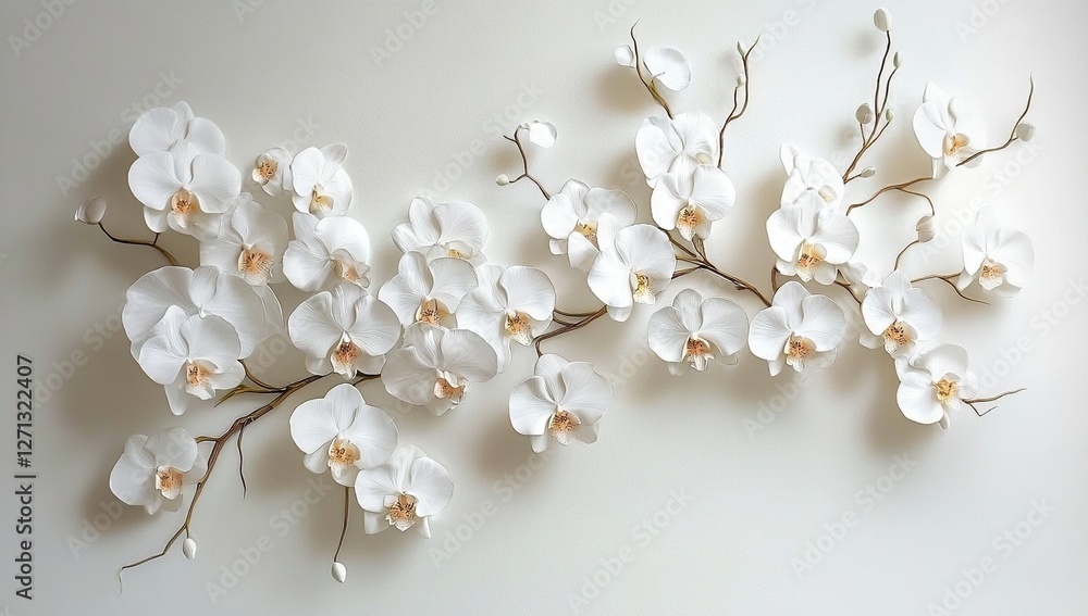 Serene White Orchids Branch: Elegant Home Decor, Floral Arrangement, Botanical Beauty, Nature's Serenity, Exquisite Flowers Serene White Orchids Branch: Elegant Home Decor, Floral Arrangement, Botanical Beauty, Nature's Serenity, Exquisite Flowers