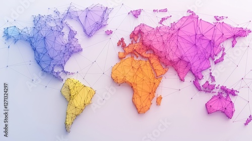 Fototapeta Naklejka Na Ścianę i Meble -  World map infographic concept. Colorful Abstract World Map with Connecting Dots and Lines