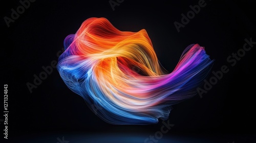 Colorful abstract painting featuring vibrant colors on a black background creating an eye-catching visual effect