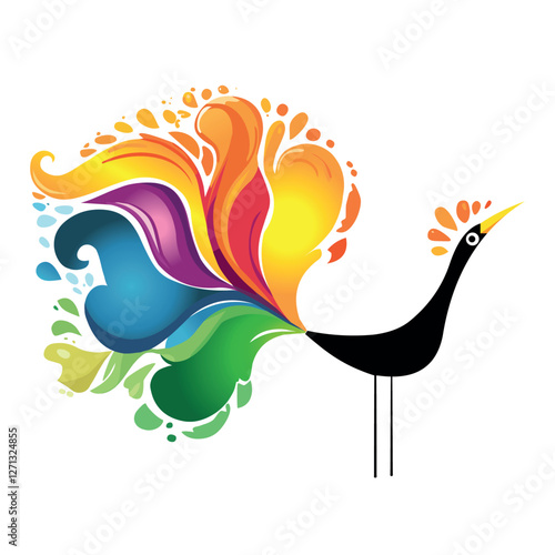 Vector illustration of funny peacock 