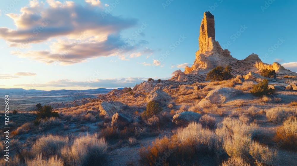 Fototapeta premium A Majestic Rock Formation Under a Clear Sky