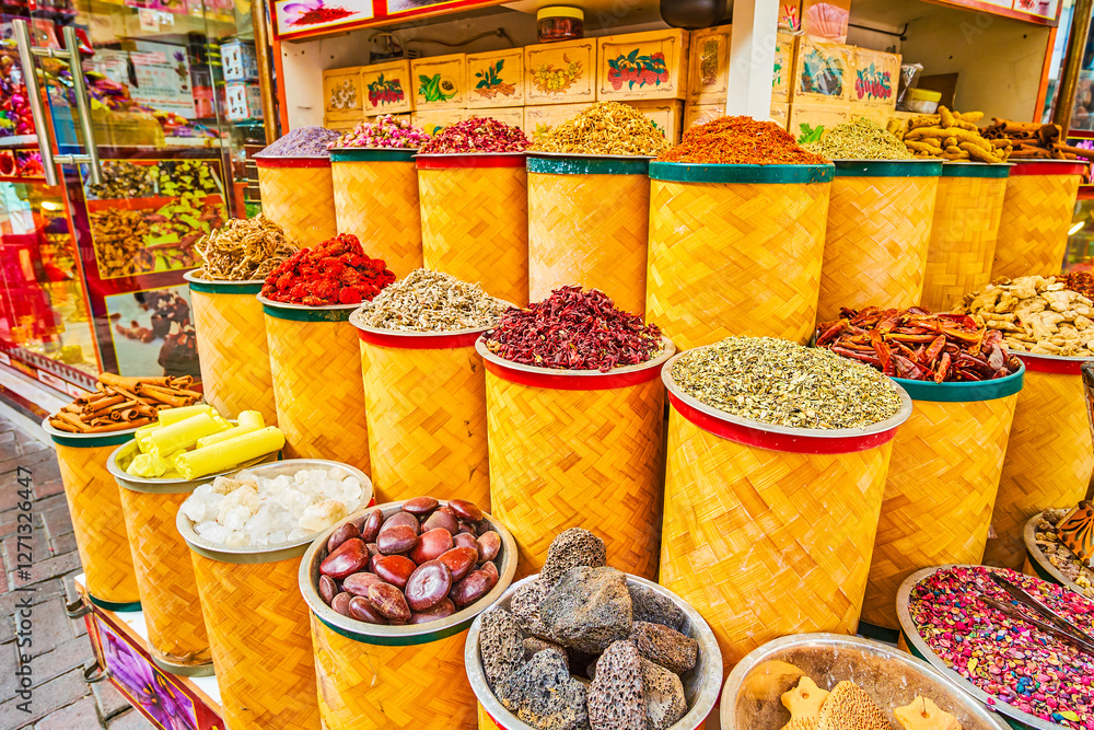 Spice store in Grand Souq of Deira, Dubai, UAE