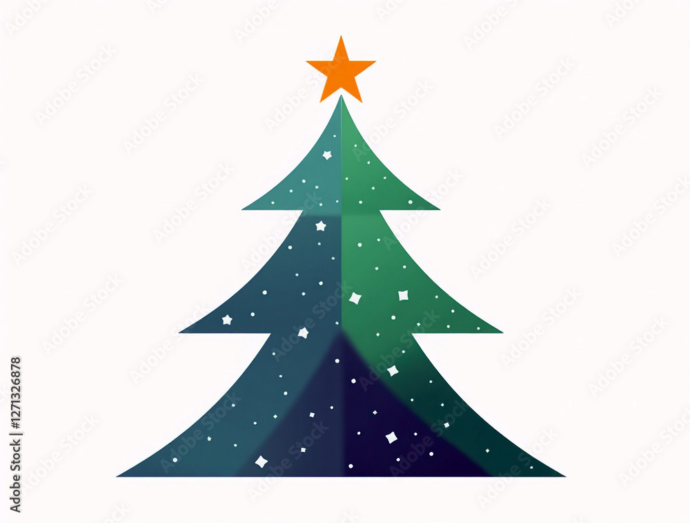 Obraz premium Hand drawn christmas green tree on white background. Watercolor painting