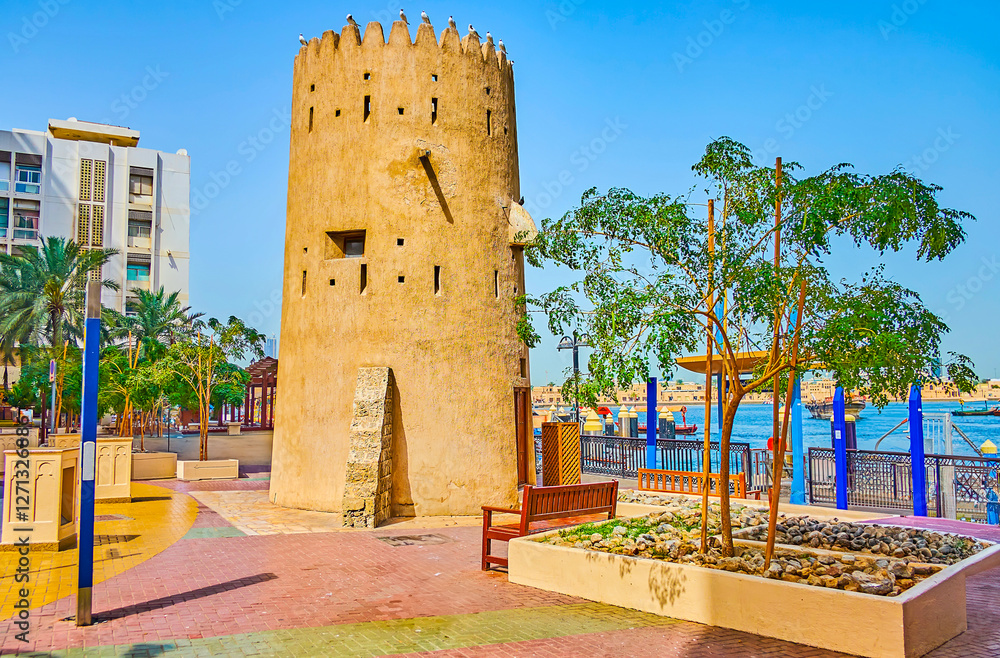 Preserved watchtower in Bur Dubai, UAE