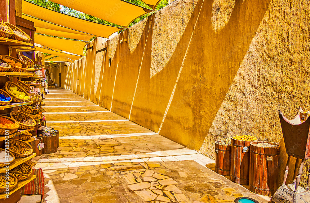 Al Souq Al Kabeer market in historic Al Fahidi street of Dubai, UAE