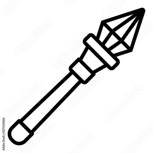 Magic wand outline icon with a sharp arrowhead tip for precision spells
