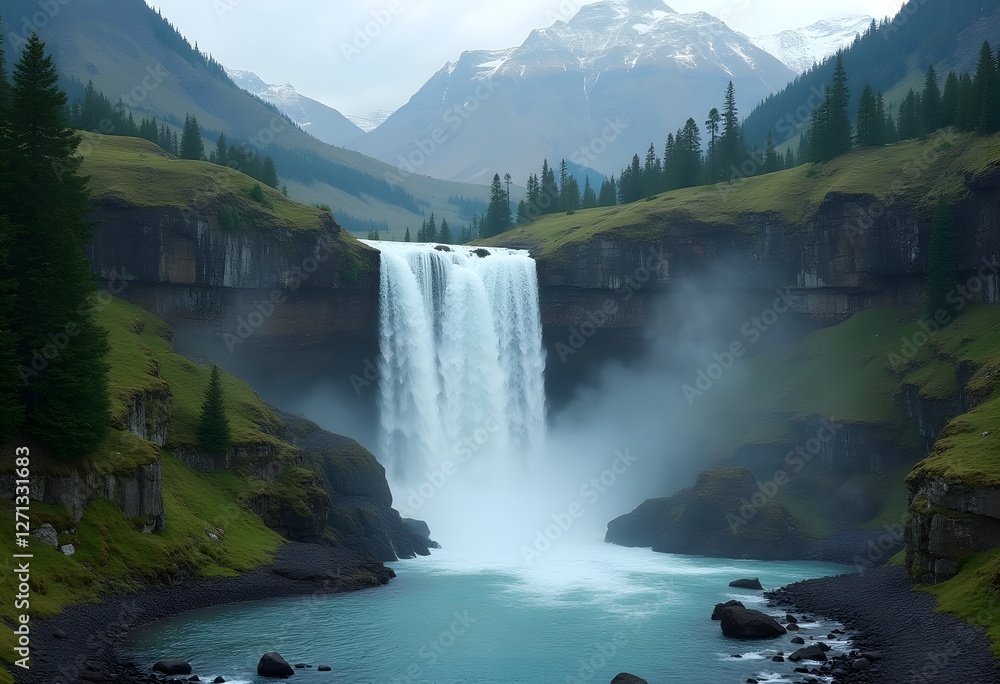 Fototapeta premium Godafoss waterfall beautiful Iceland nature