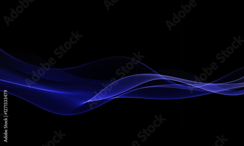 Elegant abstract wave design with vibrant blue color on dark background. For science or technology themed visual effects.