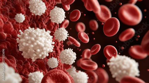 HMPV Concept, vibrant depiction of immune system fighting pathogens with red blood cells