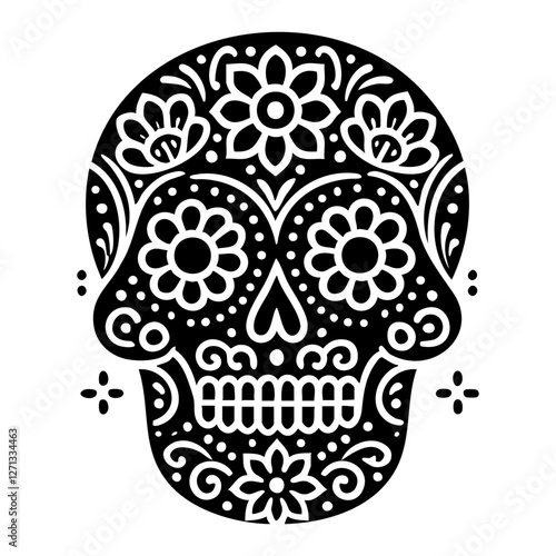 Black and White Sugar Skull Illustration