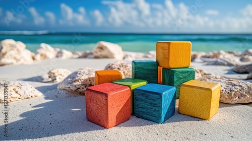 Wallpaper Mural a playful arrangement of colorful wooden toy blocks. Torontodigital.ca