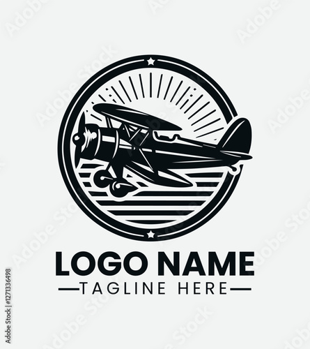 Vintage Pilot Logo, Retro Aviator Logo Design, Flying Ace Logo