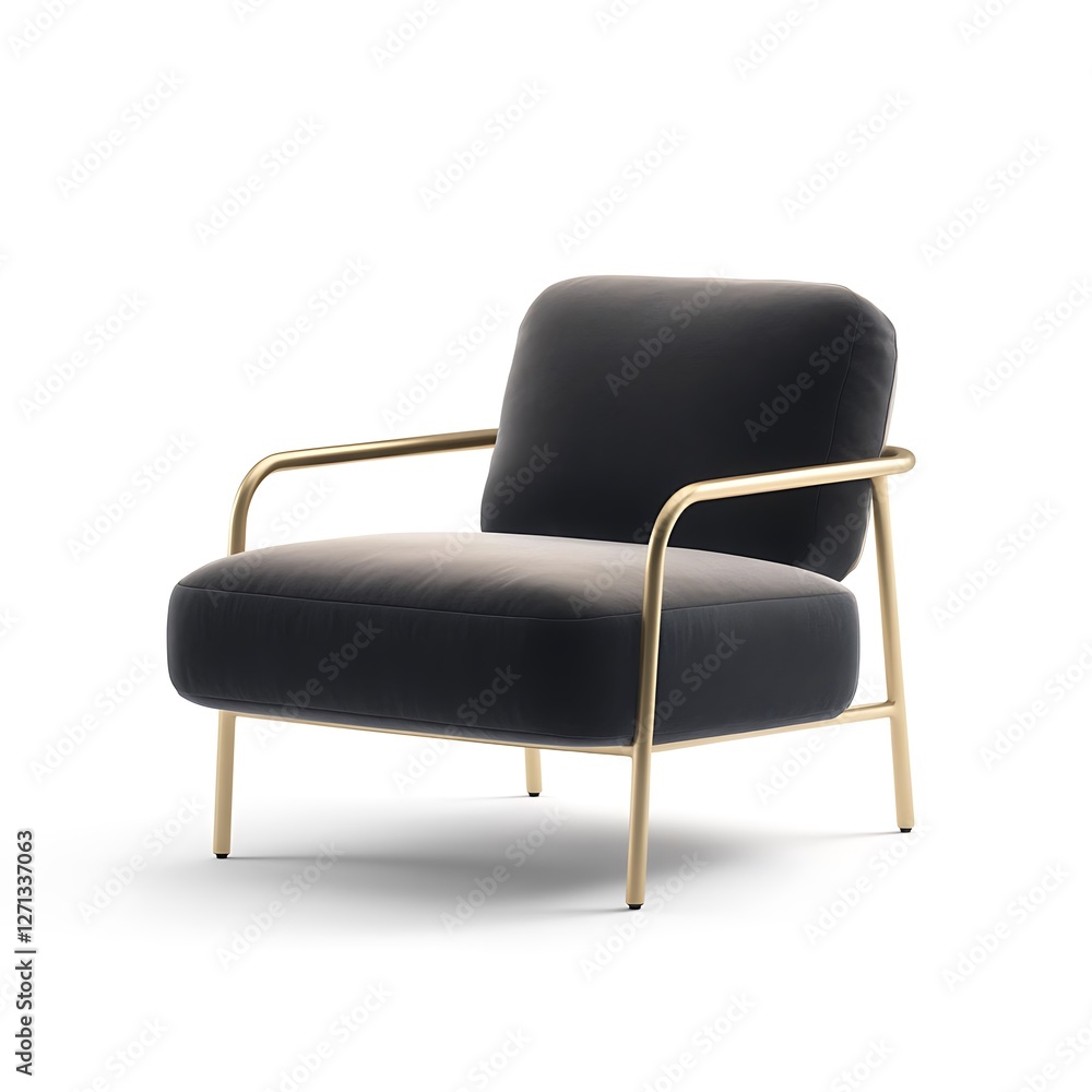 Obraz premium Modern black chair in minimalist setting white background contemporary furniture design concept