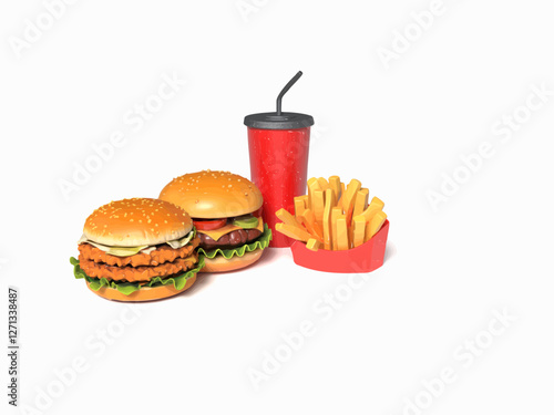 Fast Food Menu 3D Illustration