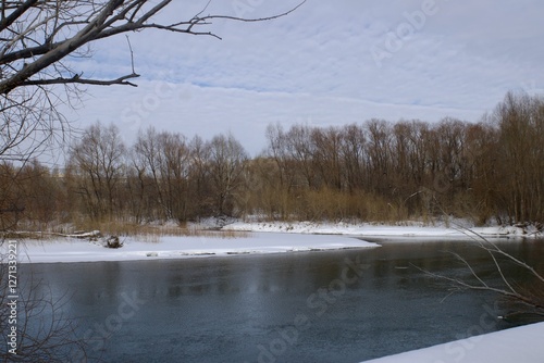 View of the Irtysh River in Ust Kamenogorsk, East Kazakhstan in winter photo