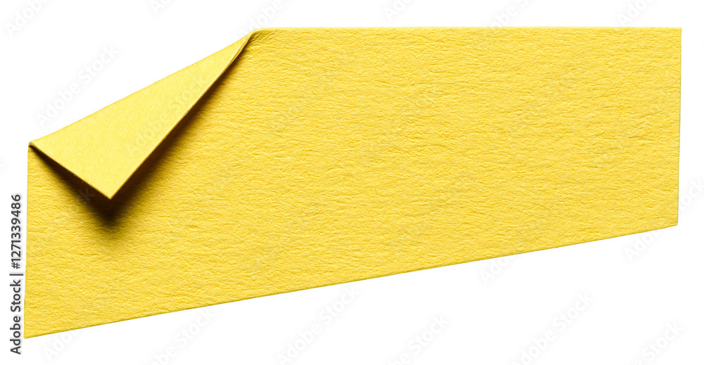 Yellow isolated cut out blank paper note cardboard with folded corner dog-ear earmark and copy space for text, transparent png background design element Yellow isolated cut out blank paper note cardboard with folded corner dog-ear earmark and copy space for text, transparent png background design element