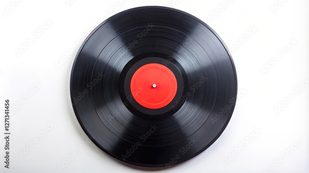 Black Vinyl Record on White Background Black Vinyl Record on White Background