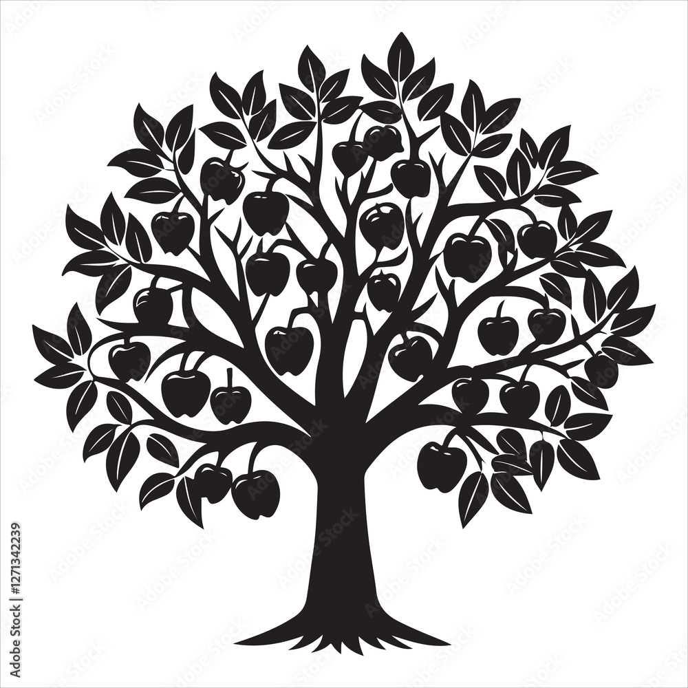 Fototapeta premium set of vector apple tree silhouettes 