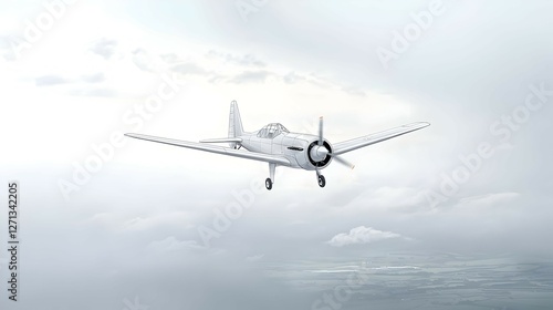 Wallpaper Mural White Airplane in Flight Above Cloudy Landscape Torontodigital.ca