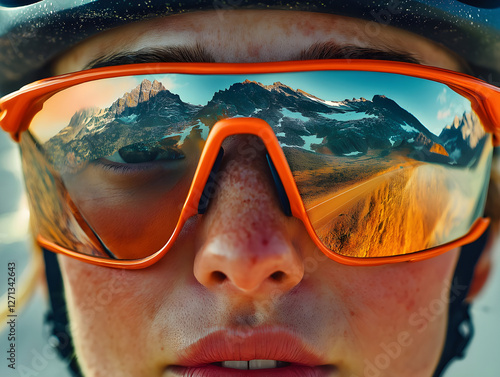 Gloss-up face with bicycle glasses