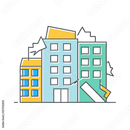 demolished building icon, demolished building vector illustration-simple illustration of demolished building, perfect for demolished building logos and icons