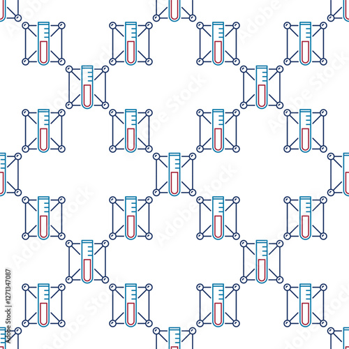 Sample Test Tube with Chemistry Molecule concept outline seamless pattern