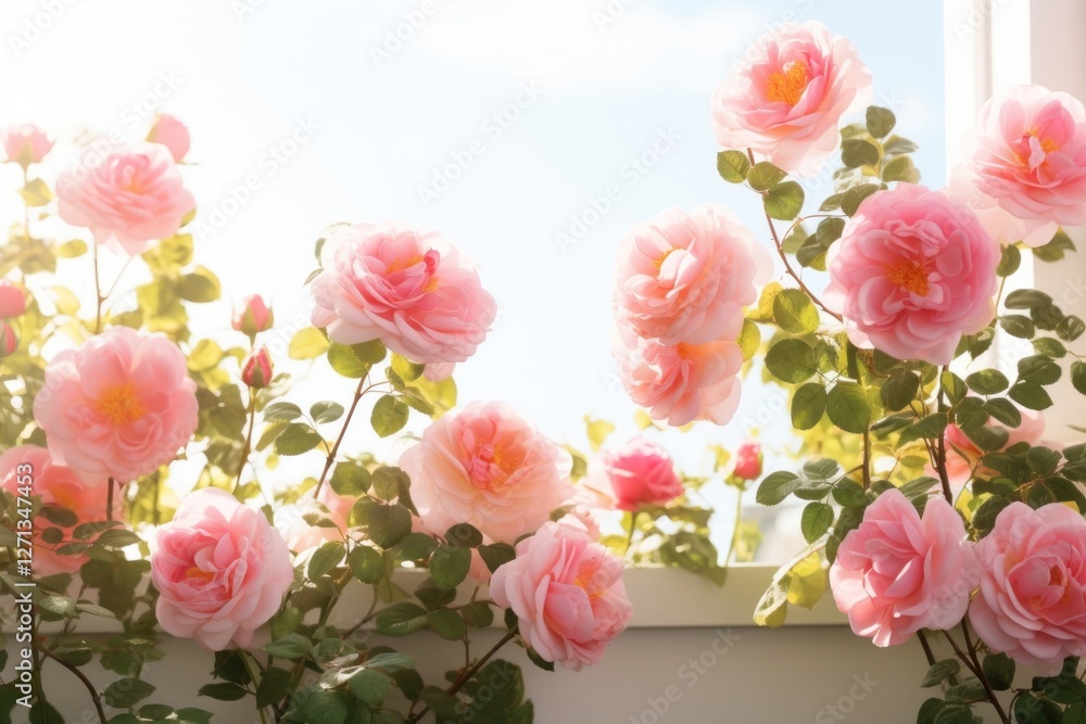 Fototapeta premium Beautiful pink roses in sunlight