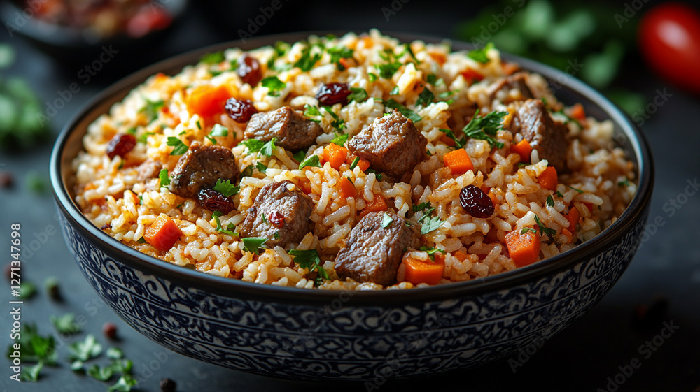 Yas pilaf in a large bowl. Yas pilaf in a large bowl.