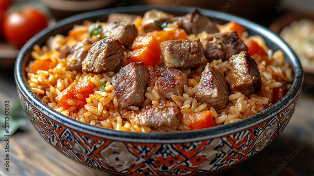 Yas pilaf in a large bowl.