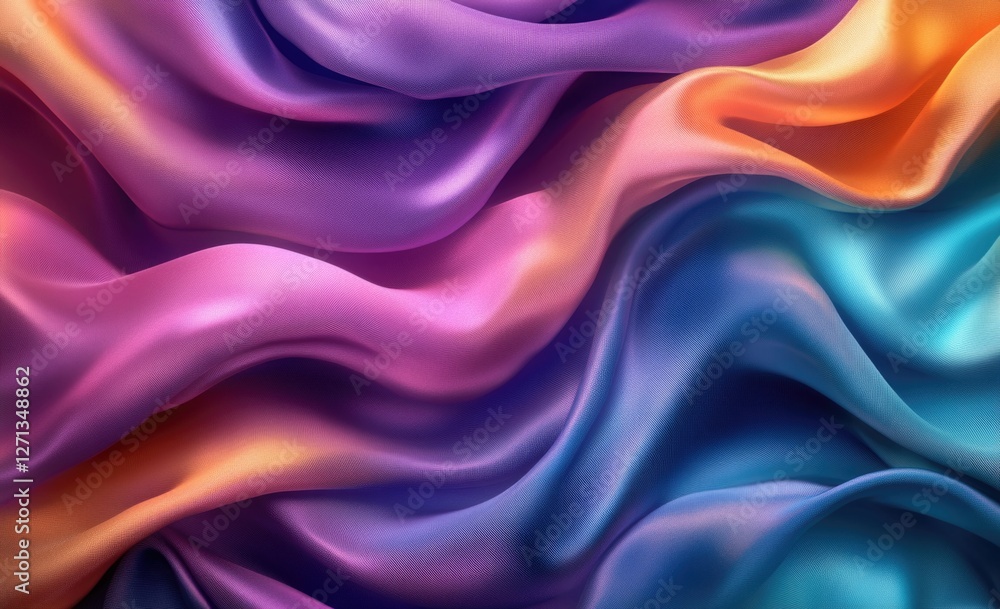 Fototapeta premium Bright multi-colored silk fabric. Silk fabric background.