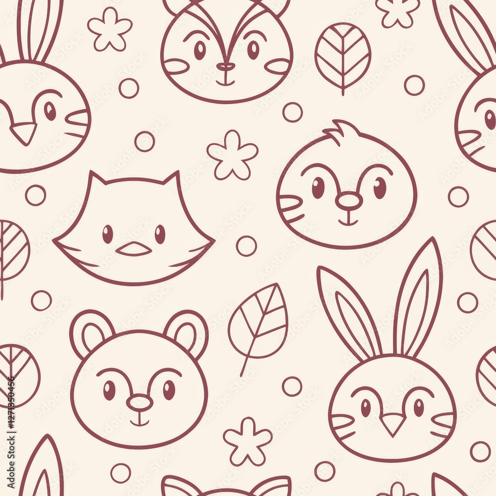 Seamless patterns. Fabric pattern. Cute animals in a doodle style. textile, Tile Seamless patterns. Fabric pattern. Cute animals in a doodle style. textile, Tile