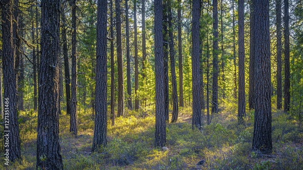 a serene background of a pine forest with tall trees and dappled sunlight. a serene background of a pine forest with tall trees and dappled sunlight.
