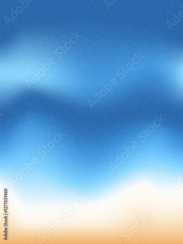 Blur morning sky gradient. Gradation blue background with noise. Grainy abstract backdrop sea water. Ocean wave. Vector summer calm cover illustration.
