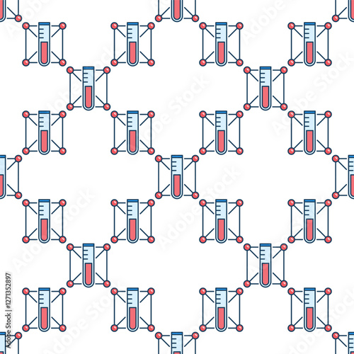 Test Tube with Chemistry Molecule Chemical colored vector seamless pattern
