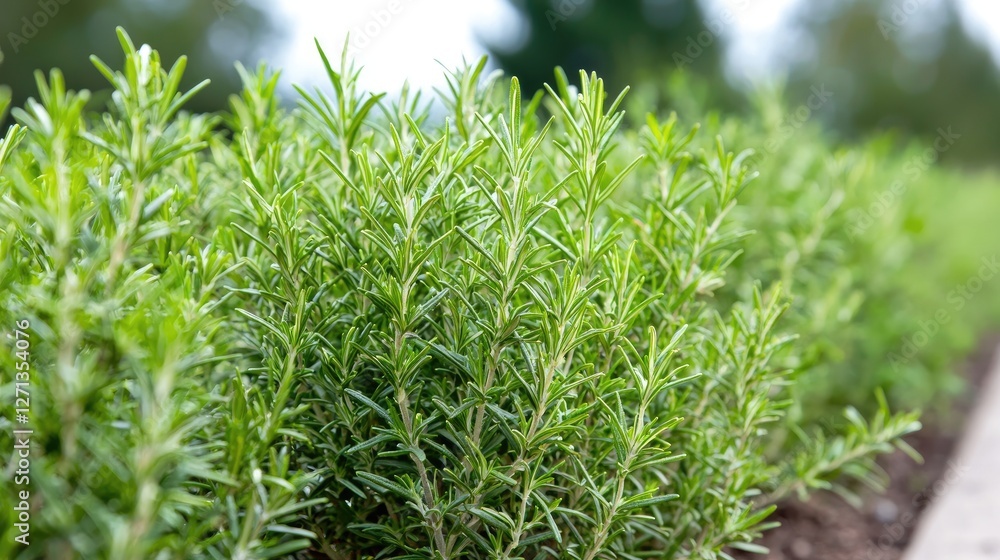 Fresh rosemary plants in a garden bed Fresh rosemary plants in a garden bed