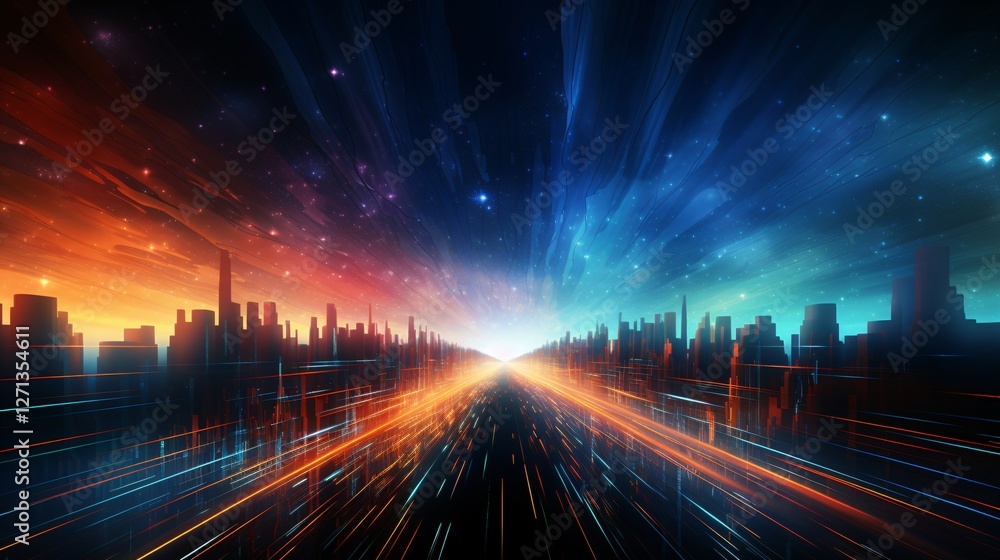 Obraz premium High tech digital connections and speed illustrated abstractly