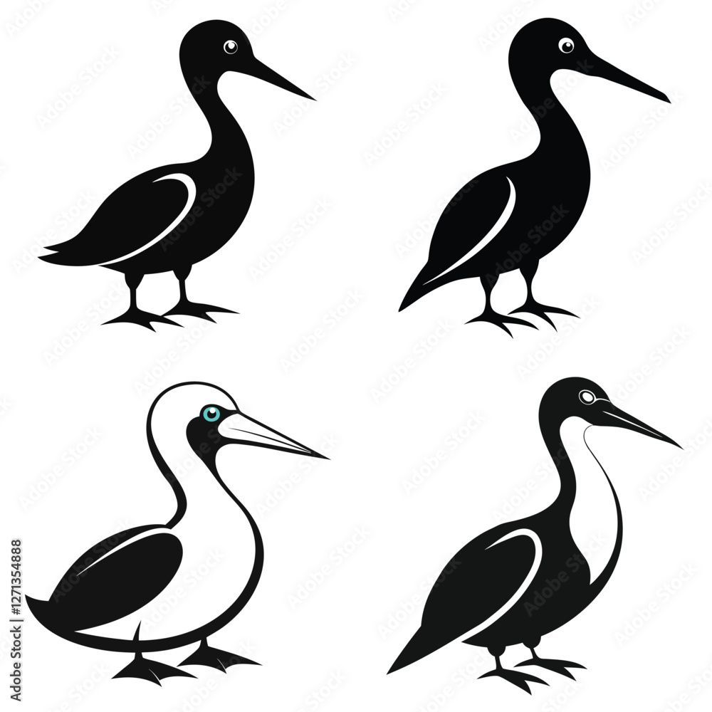Obraz premium Download Gannet Silhouette Vector Icon Set Sharp & Professional.