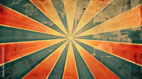 Wallpaper Mural Vintage sunburst background with vibrant rays in red, blue, and yellow for creative designs Torontodigital.ca