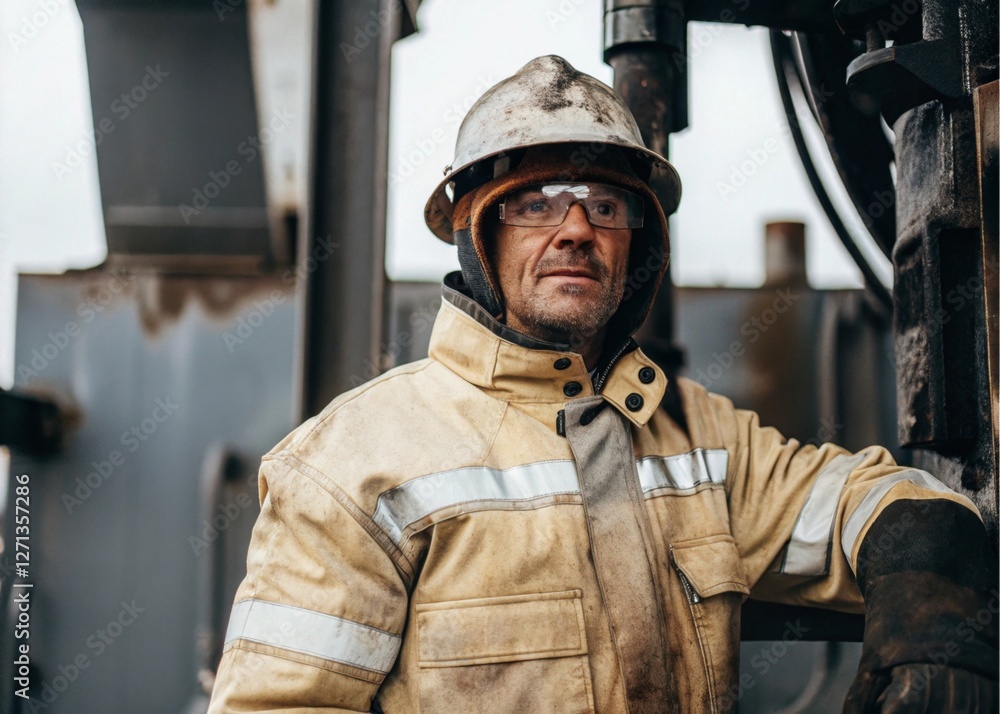 Oil rig worker in action scotland portrait industrial environment close-up view capturing the spirit of hard work and resilience Oil rig worker in action scotland portrait industrial environment close-up view capturing the spirit of hard work and resilience
