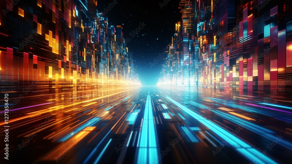 Digital speed and cyber connections highlighted in an abstract setting Digital speed and cyber connections highlighted in an abstract setting