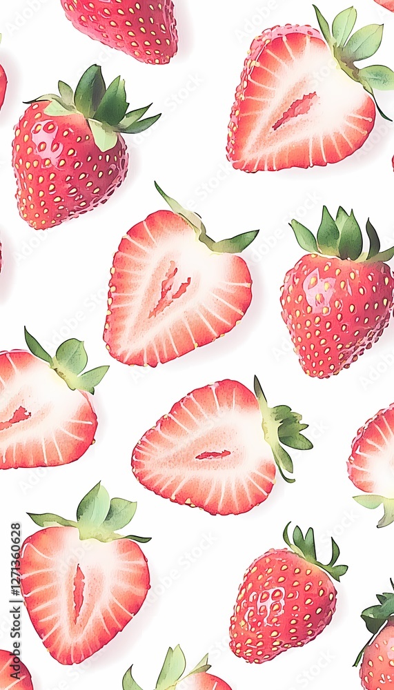 Strawberry Illustration Pattern On White Background
Strawberry Illustration Pattern On White Background