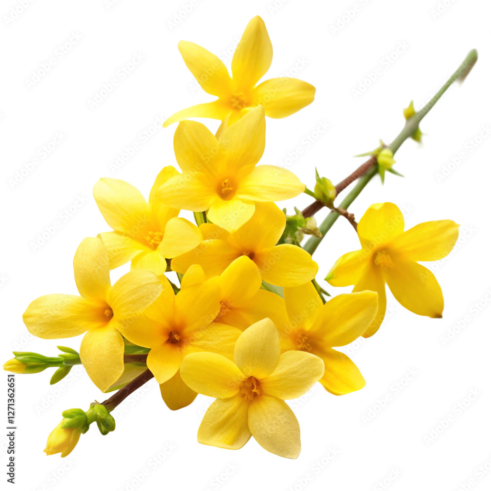 Winter Jasmine Flower on White Background Winter Jasmine Flower on White Background
