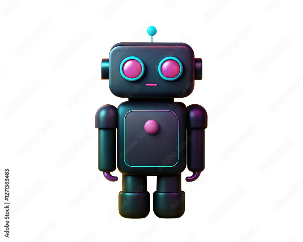 A cute, colorful robot icon representing robotic process automation, isolated on a white background. This digital icon symbolizes technology, innovation, and automation. A cute, colorful robot icon representing robotic process automation, isolated on a white background. This digital icon symbolizes technology, innovation, and automation.
