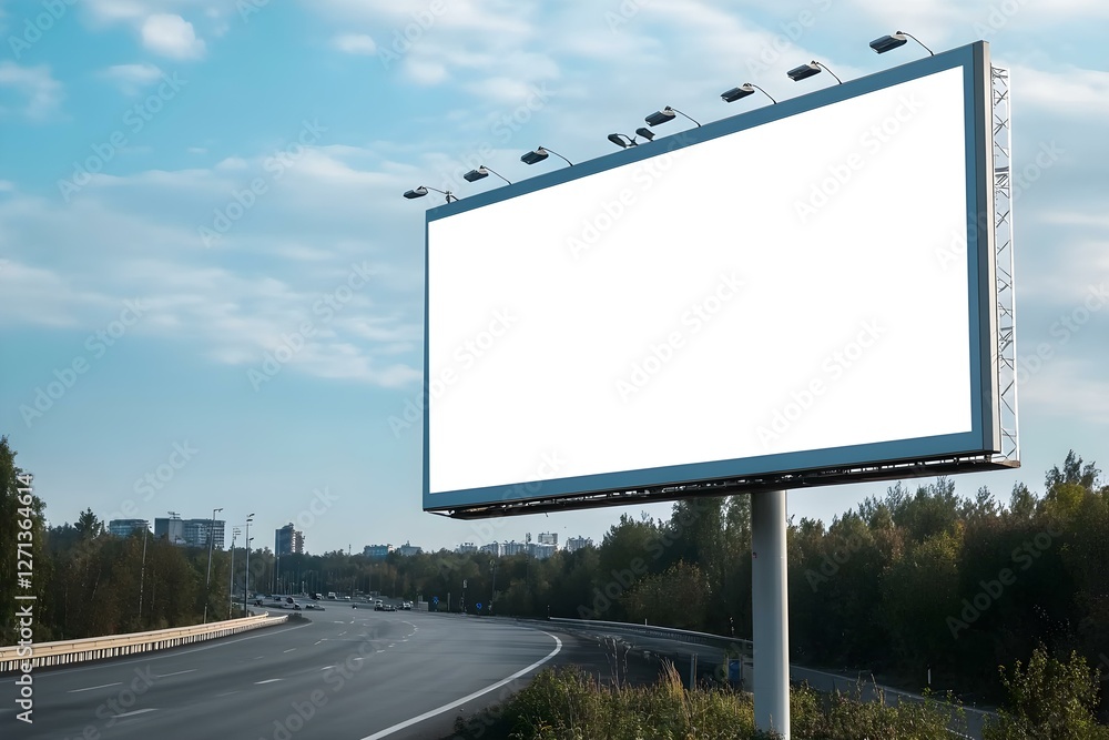 Obraz premium Highway Billboard Mockup for Impactful Roadside Advertising: Capture Attention with Ease