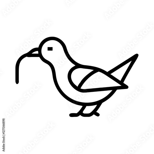 Bird with worm icon in outline style