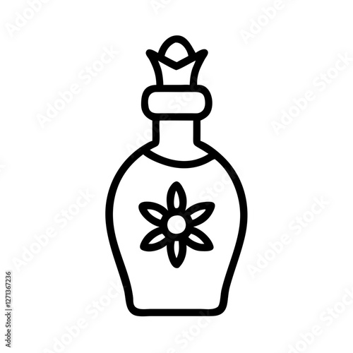 Perfume bottle outline icon in black and white