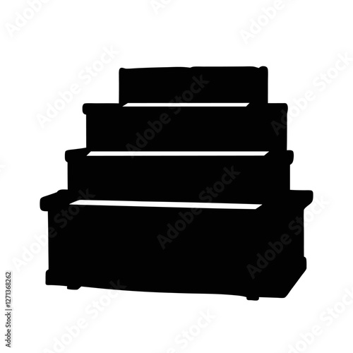 Cosmetic display stand black and white  silhouette isolated on white background