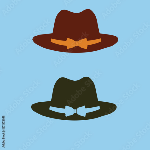 Portrait of a beautiful young woman holding hat on head with his hand

