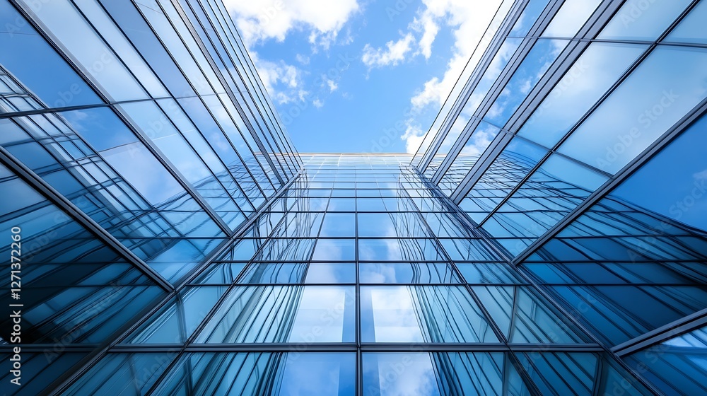 Striking view of modern skyscrapers reaching towards a bright blue sky showcasing contemporary architecture : Generative AI Striking view of modern skyscrapers reaching towards a bright blue sky showcasing contemporary architecture : Generative AI