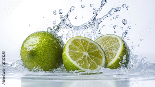 Splashing Water on Lime Fruits